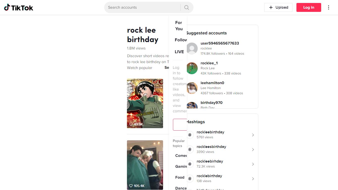 Discover rock lee birthday 's popular videos | TikTok